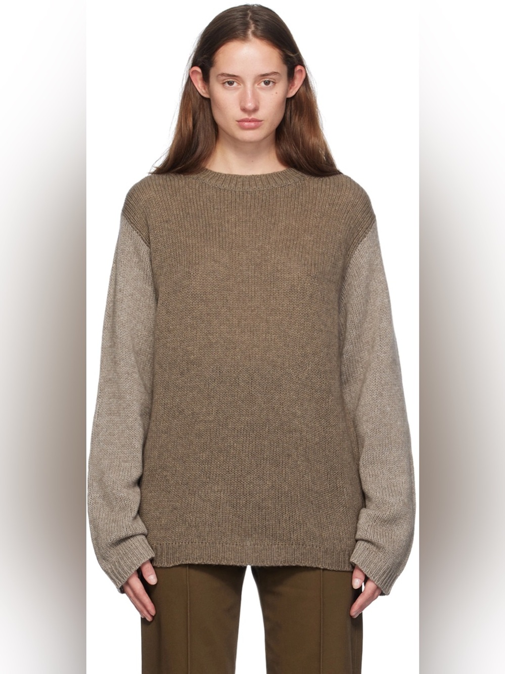 Sofie D'Hoore Matcha Sweater Two-Tone Brown and charcoal Crewneck